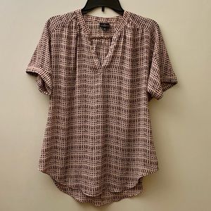 Worthington Petite Women’s Dress Shirt - Pink w/ Black Designs - Size PS